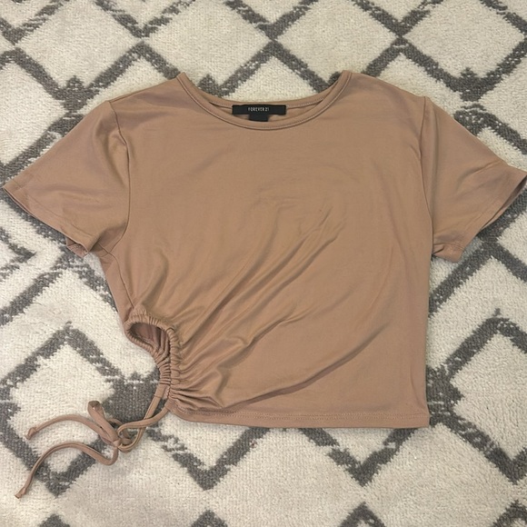 Forever 21 Cropped Top Beige Sz S - Picture 4 of 5